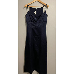 Vintage Jessica McClintock Gunne Sax Womens Dress 9/10 Navy Sequin Babydoll HOCO